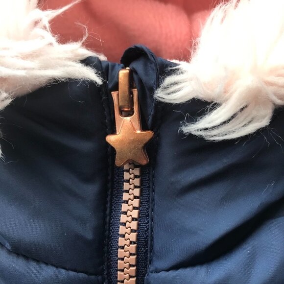 OSKKOSH Girl puffer & detachable inner reversible jacket, navy, pink Girls 4-5 - Picture 10 of 16